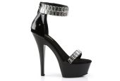 Nu-pieds noir à strass miroitoyants et arrière fermé à la cheville Pleaser KISS-269RS.