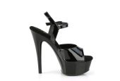 Nu-pieds noir verni à haut talon et plateforme Pleaser EXCITE-609. Nu-pieds noir verni à haut talon et plateforme Pleaser EXCITE-609.