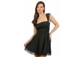 Robe courte noire bretelles en dentelle et maintien silicone Soisbelle 21124-BK Robe courte noire bretelles en dentelle et maintien silicone Soisbelle 21124-BK