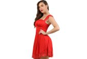 Robe ajustée rouge passion à bretelles dentelle raffinée marque Soisbelle 21124 RD