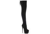 Cuissardes en suédine noire extensible à laçage intégral Pleaser JUBILANT-3007FS