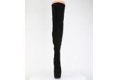 Cuissardes stretch noir mat effet daim à lacets et talon aiguille JUBILANT-3007FS