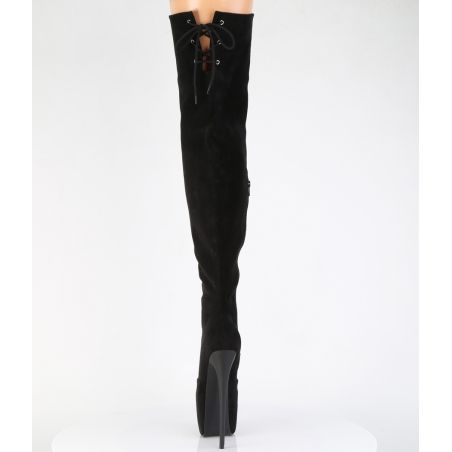 Cuissardes glamour noir mat stretch à lacets sur toute la longueur JUBILANT-3007FS