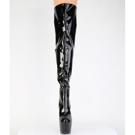 Cuissardes stretch noires moulantes à talon aiguille sans plateforme JUBILANT-3006
