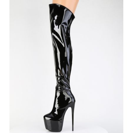 Cuissardes ajustées noires effet chaussette avec zip latéral JUBILANT-3006