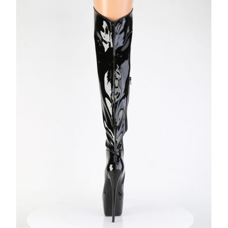 Cuissardes fétichistes noires stretch à talon stiletto épuré JUBILANT-3006
