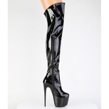 Cuissardes noires stretch effet seconde peau haut talon grandes tailles JUBILANT-3006 LBDHT