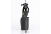Sandale laquée noire Pleaser JUBILANT-15 combinant tiges vernies fines et ligne élancée.