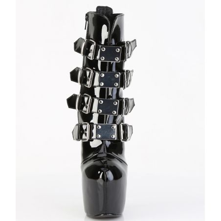 Bottines noir verni allure industrielle à sangles JUBILANT-1023