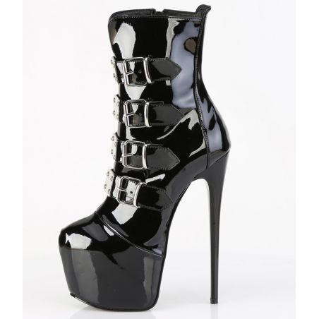 Bottines vinyle laqué noir style cyber punk à plateforme JUBILANT-1023