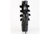 Bottines brillantes noires vernies à détails métalliques et boucles JUBILANT-1023