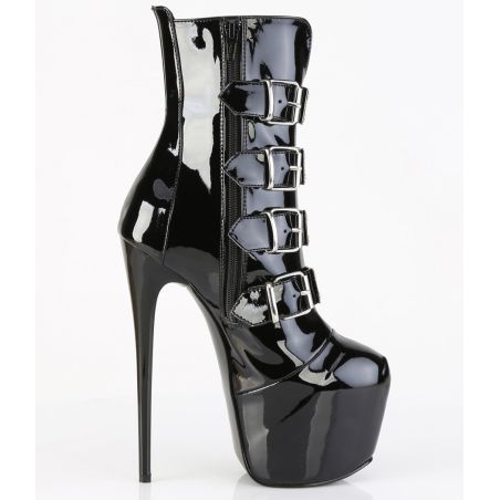 Bottines noir verni allure industrielle grandes tailles JUBILANT-1023 LBDHT