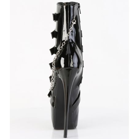 Bottines brillantes noires vernies à sangles et boucles JUBILANT-1015