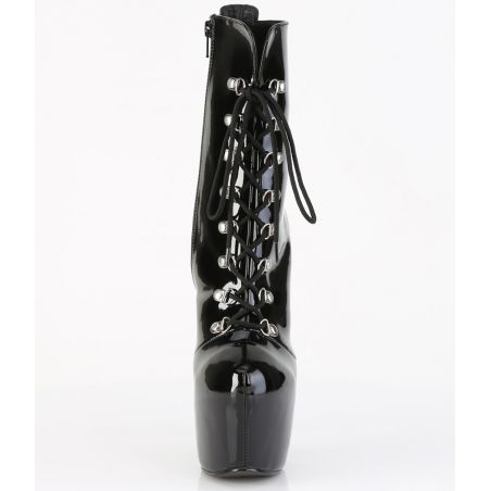 Bottines noir verni allure ornementale à plateforme JUBILANT-1014