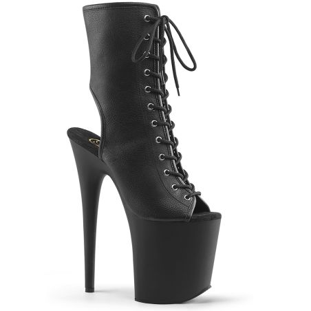 Bottines noir mat à plateforme et laçage style corset Pleaser FLAMINGO-1016
