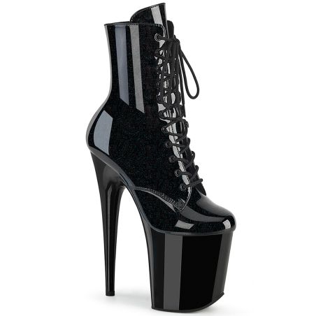Bottines à lacets plateforme pailletée 20 cm et talon aiguille Pleaser FLAMINGO-1020BLG