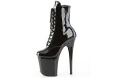 Bottines vinyle laqué noir et plateau glitter bleu pole dance FLAMINGO-1020BLG