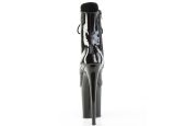 Bottines brillantes noires vernies à talon aiguille et plateforme paillettes bleues FLAMINGO-1020BLG
