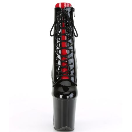 Bottines noir verni à languettes amovibles et plateforme 20 cm Pleaser FLAMINGO-1020FH