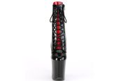 Bottines noir verni à languettes amovibles et plateforme 20 cm Pleaser FLAMINGO-1020FH