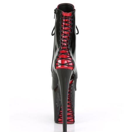 Bottines personnalisables noires vernies à haut talon aiguille et lacets FLAMINGO-1020FH