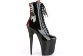 Bottines glamour noir laqué à plateau 20 cm et détail interchangeable FLAMINGO-1020FH