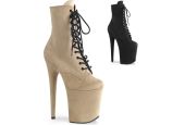 Bottines en velours à lacets plateforme 20 cm et talon aiguille Pleaser FLAMINGO-1020FS