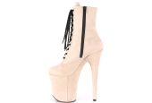 Bottines douces beige clair en suède à haut talon aiguille et zip FLAMINGO-1020FS