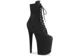 Bottines suédine noir mat à plateforme et lacets Pleaser FLAMINGO-1020FS