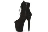 Bottines douces noires en suède à haut talon aiguille et zip FLAMINGO-1020FS