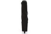 Bottines fétichistes effet daim noir à plateau 20 cm et laçage frontal FLAMINGO-1020FS