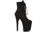 Bottines suédine noir mat plateforme 20 cm grandes tailles FLAMINGO-1020FS LBDHT