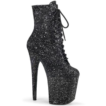 Bottines à lacets pailletées plateforme 20 cm et talon aiguille Pleaser FLAMINGO-1020GWR