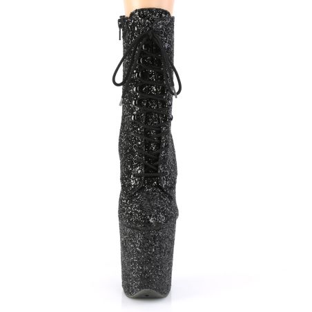 Bottines noires pailletées à plateforme et lacets Pleaser FLAMINGO-1020GWR