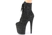 Bottines scintillantes noires pole dance talon vertigineux 20 cm FLAMINGO-1020GWR