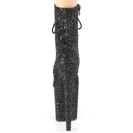 Bottines glitter noir à haut talon aiguille et fermeture éclair FLAMINGO-1020GWR