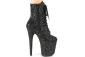 Bottines glamour noires brillantes à plateau 20 cm et laçage frontal FLAMINGO-1020GWR