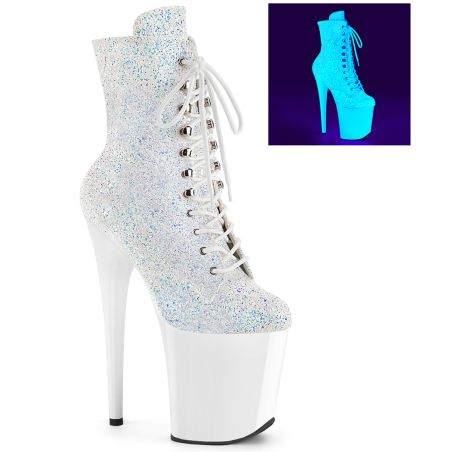 Bottines à lacets plateforme pailletée 20 cm et talon aiguille Pleaser FLAMINGO-1020LG