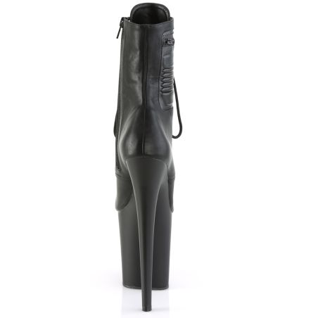 Bottines noires mates à pochettes zippées et haut talon aiguille FLAMINGO-1020PK
