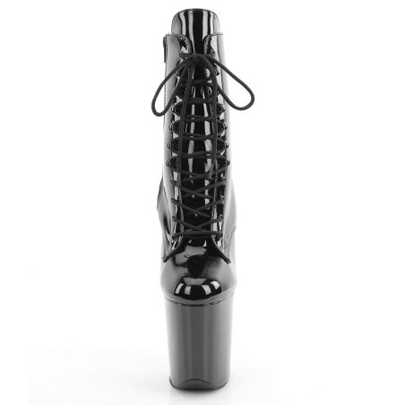 Bottines vinyle laqué noir pole dance talon vertigineux 20 cm FLAMINGO-1020WR