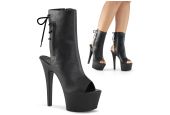 Bottines bout ouvert et talon nu noir mat à laçage arrière Pleaser ASPIRE-1018 Bottines bout ouvert et talon nu noir mat à laçage arrière Pleaser ASPIRE-1018