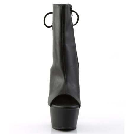 Bottines open-toe cuir vegan noir mat pole dance talon vertigineux 15 cm ASPIRE-1018