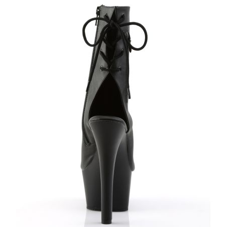 Bottines fétichistes noir mat à plateau 15 cm et laçage dorsal ASPIRE-1018