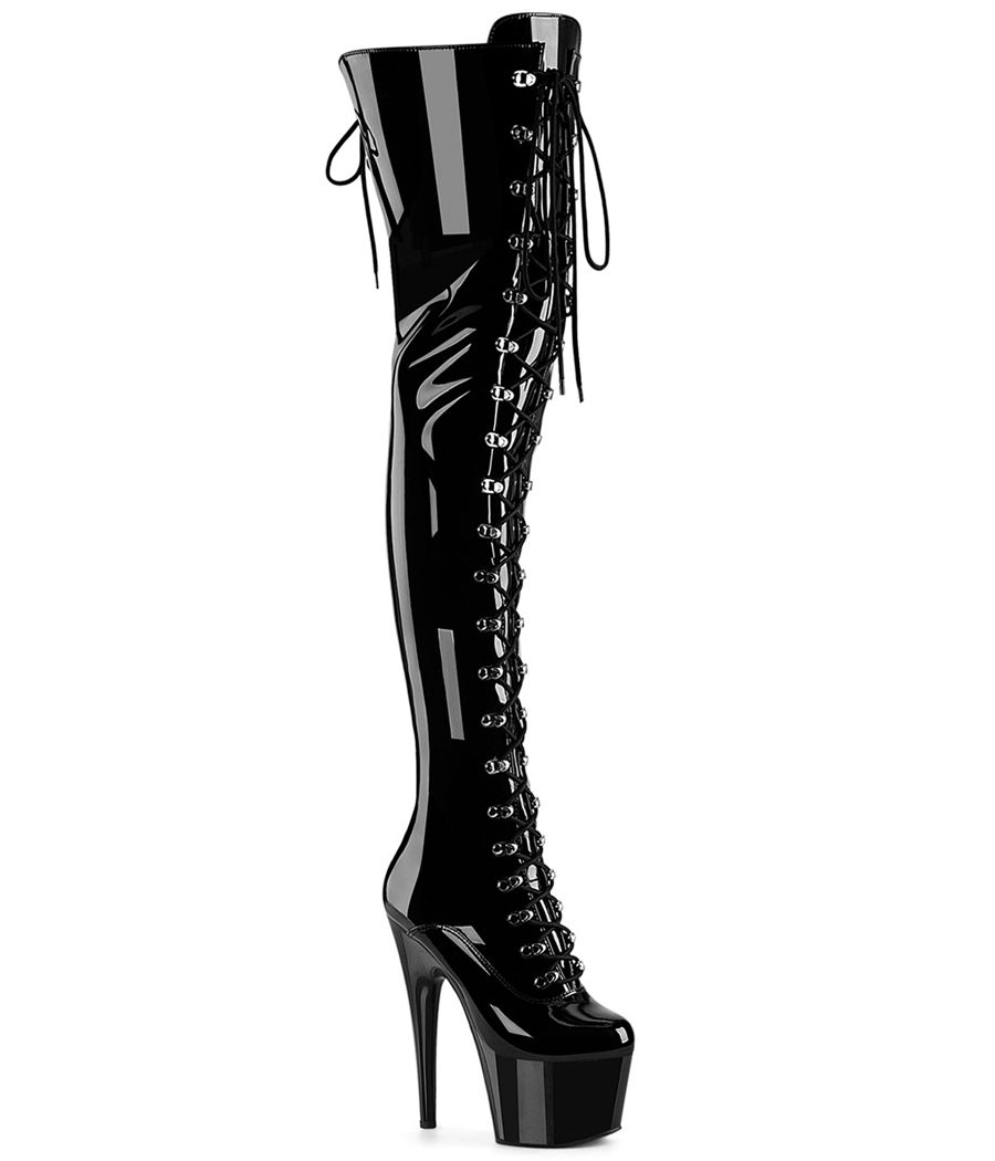 Cuissardes à double laçage et plateforme d'aisance talon 18 cm Pleaser ADORE-3022
