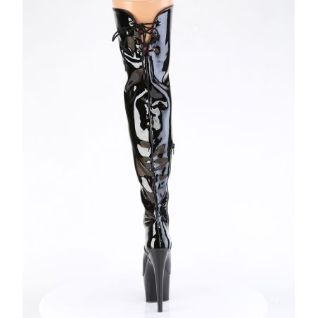Cuissardes fétichistes à double laçage et haut talon stiletto 18 cm ADORE-3022