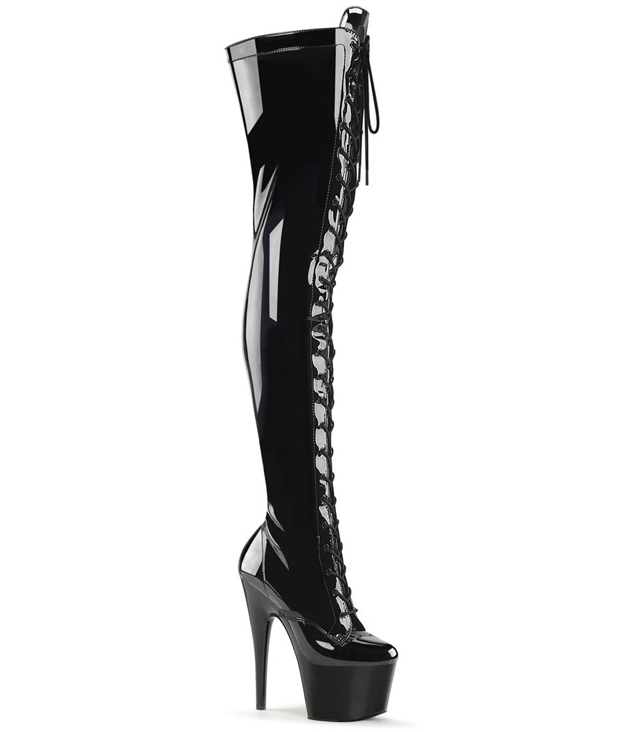 Cuissardes à laçage frontal et plateforme d'aisance talon 18 cm Pleaser ADORE-3023 Cuissardes à laçage frontal et plateforme d'aisance talon 18 cm Pleaser ADORE-3023