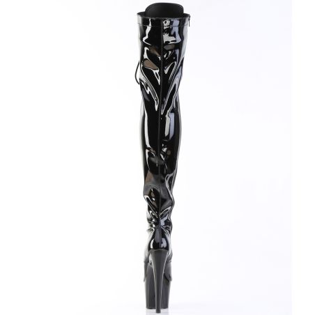 Cuissardes fétichistes à lacets frontaux et plateforme stiletto 18 cm ADORE-3023
