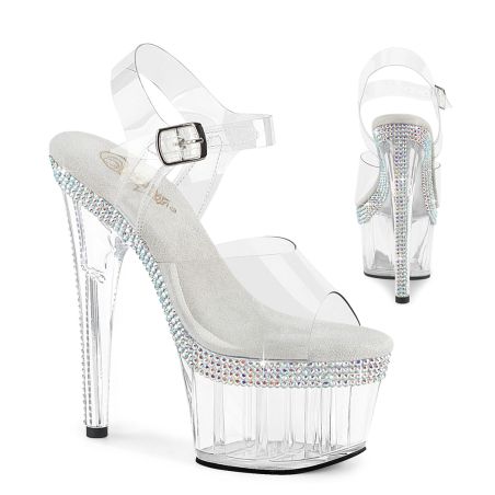 Sandales bride transparente et plateforme ornée de strass aurore boréale Adore-708MLS