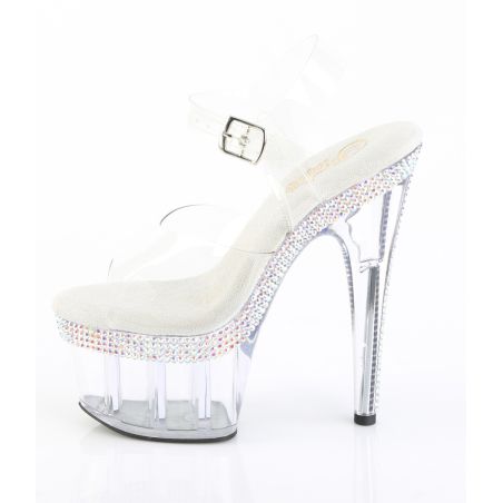 Sandales sexy cristal à talon 18cm et liseré de cristaux holographiques Adore