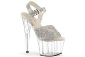 Sandales à plateforme transparente et bride de strass dorés scintillants Adore-708N-RS